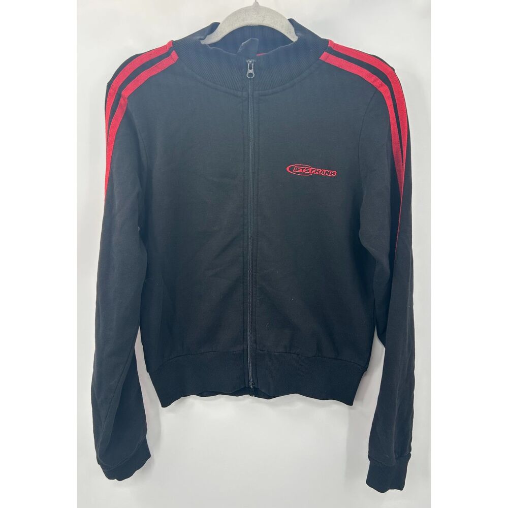 Urban Outfitters iets frans Sweatshirt Track Jacket Size XL Black Red Striped